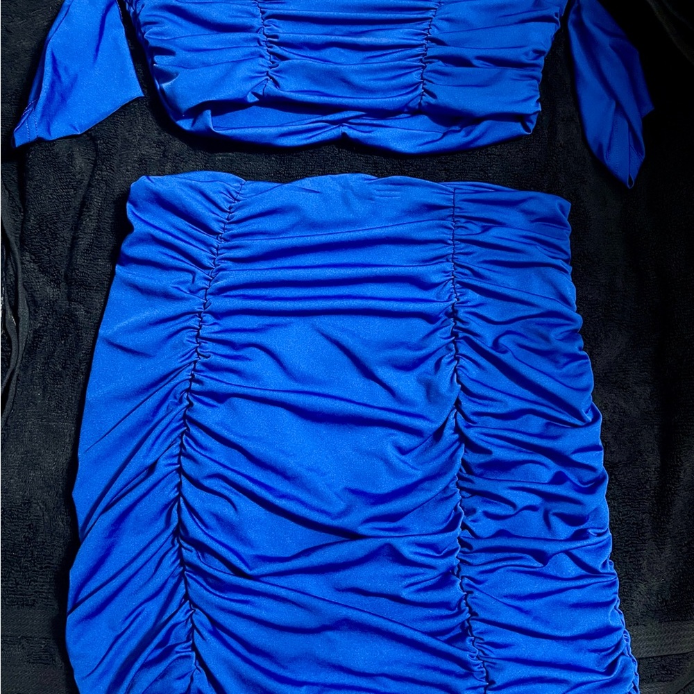 SHEIN Blue Ruched Mini Dress (NEVER WORN)